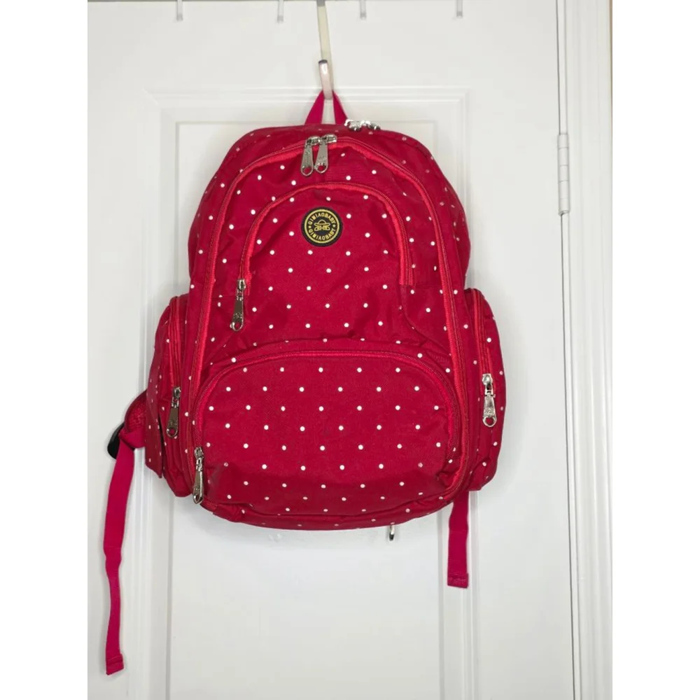 Qimiaobaby Multi-Function Diaper Bag Backpack – Red Polka Dot